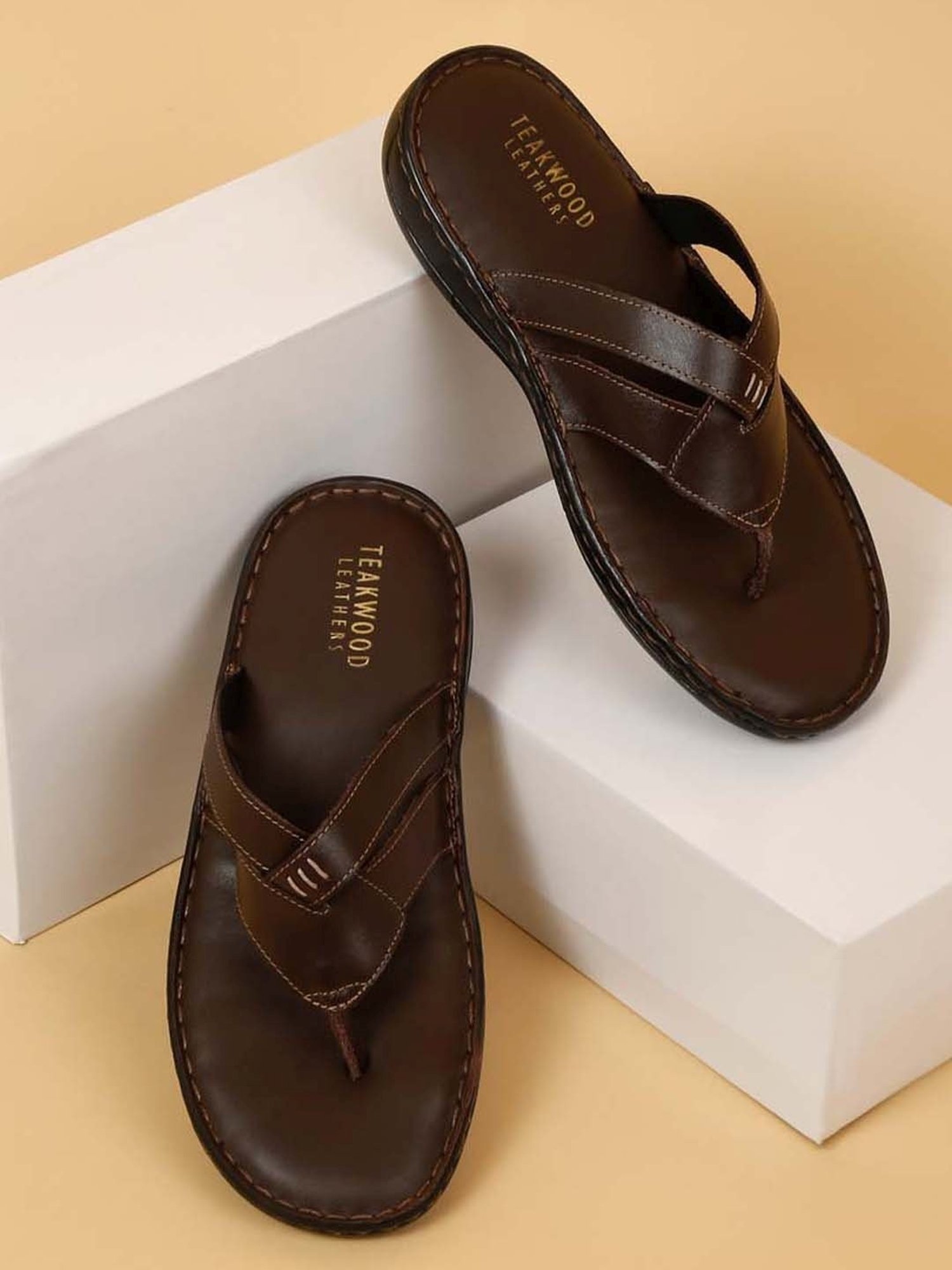 Teakwood Leathers Men's Brown Thong Sandals