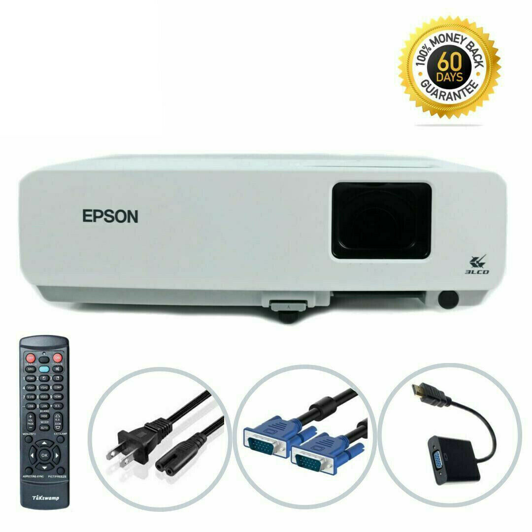 Epson EMP-83H 3LCD Projector 2200 Lumens HD 1080i HDMI-adapter Native Resolution 1024x768 3LCD Professional Gaming Home Movie Theater TeKswamp   Remote Accessories Bundle