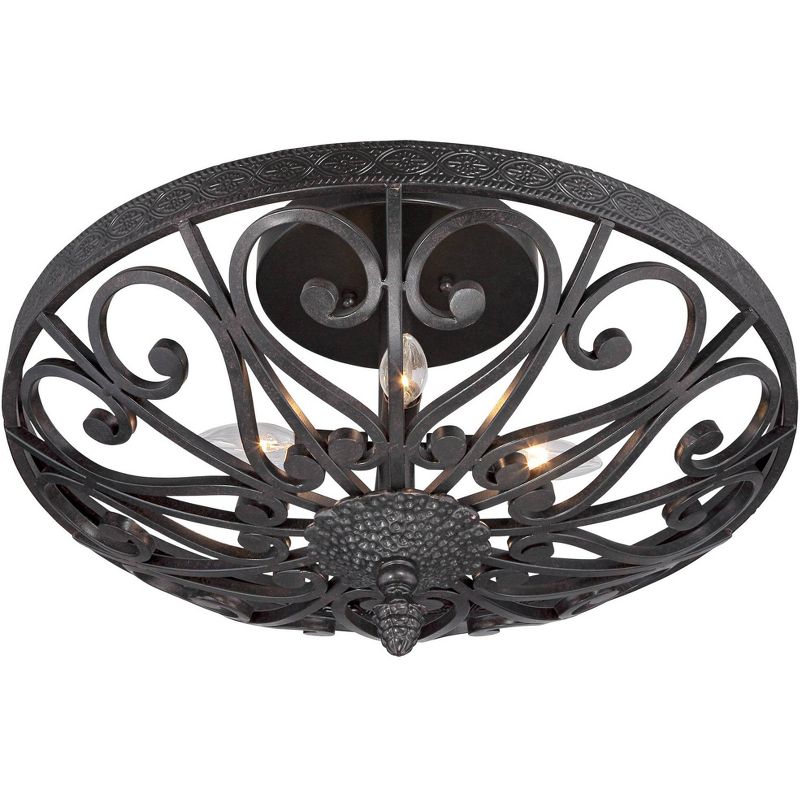 Kathy Ireland La Romantica Black Iron Ceiling Light