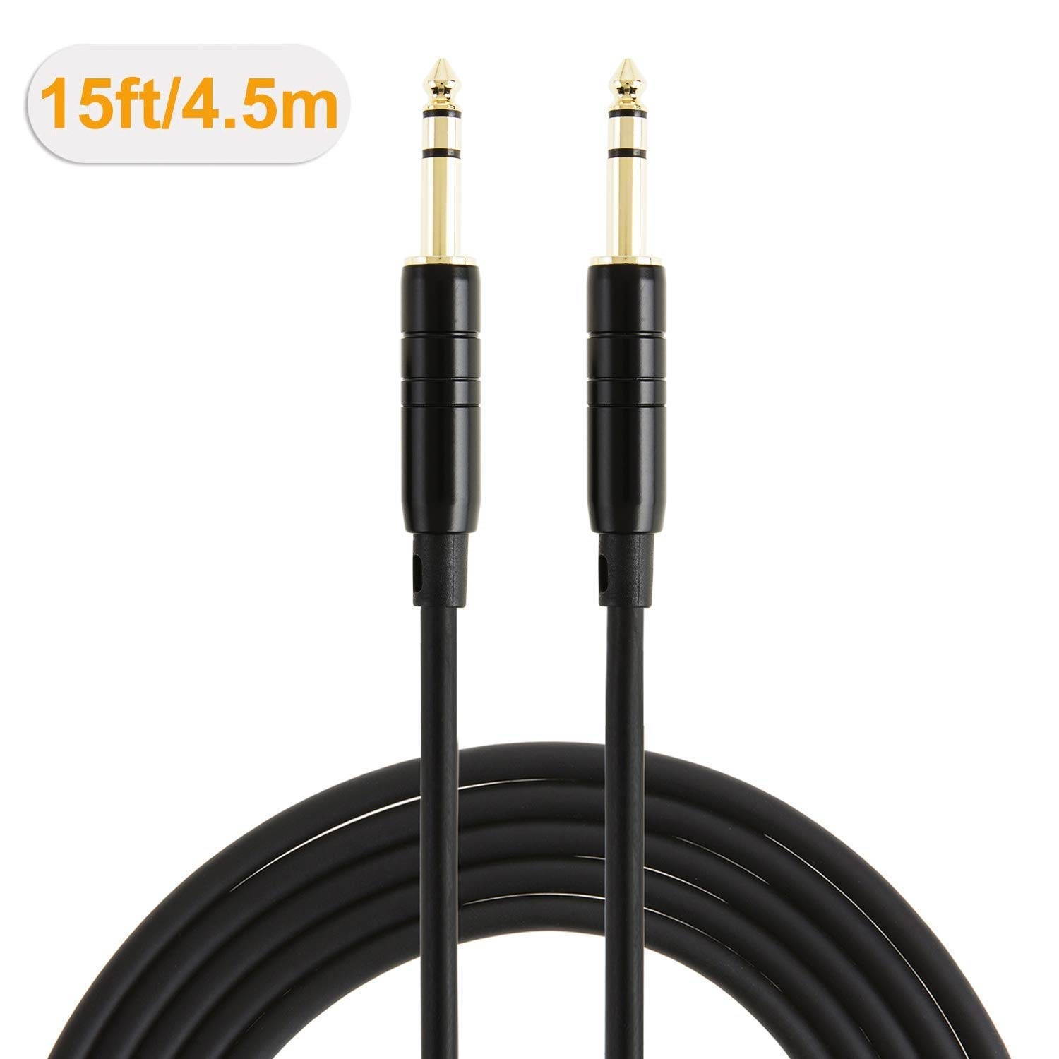 CableCreation 15 Feet 6.35mm 1/4" TRS to 6.35mm 1/4" TRS Balanced Stereo Audio Cable, Male to Male, 4.5 Meters/Black