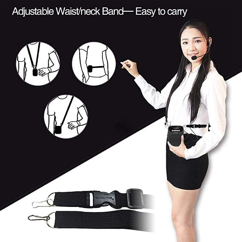 Amplifier Portable Headset Microphone - S278 15W Lightweight Wired Mini PA System Wearable Megaphone Speaker Supports USB/AUX/Recording/FM Radio for Teachers, Tour Guides