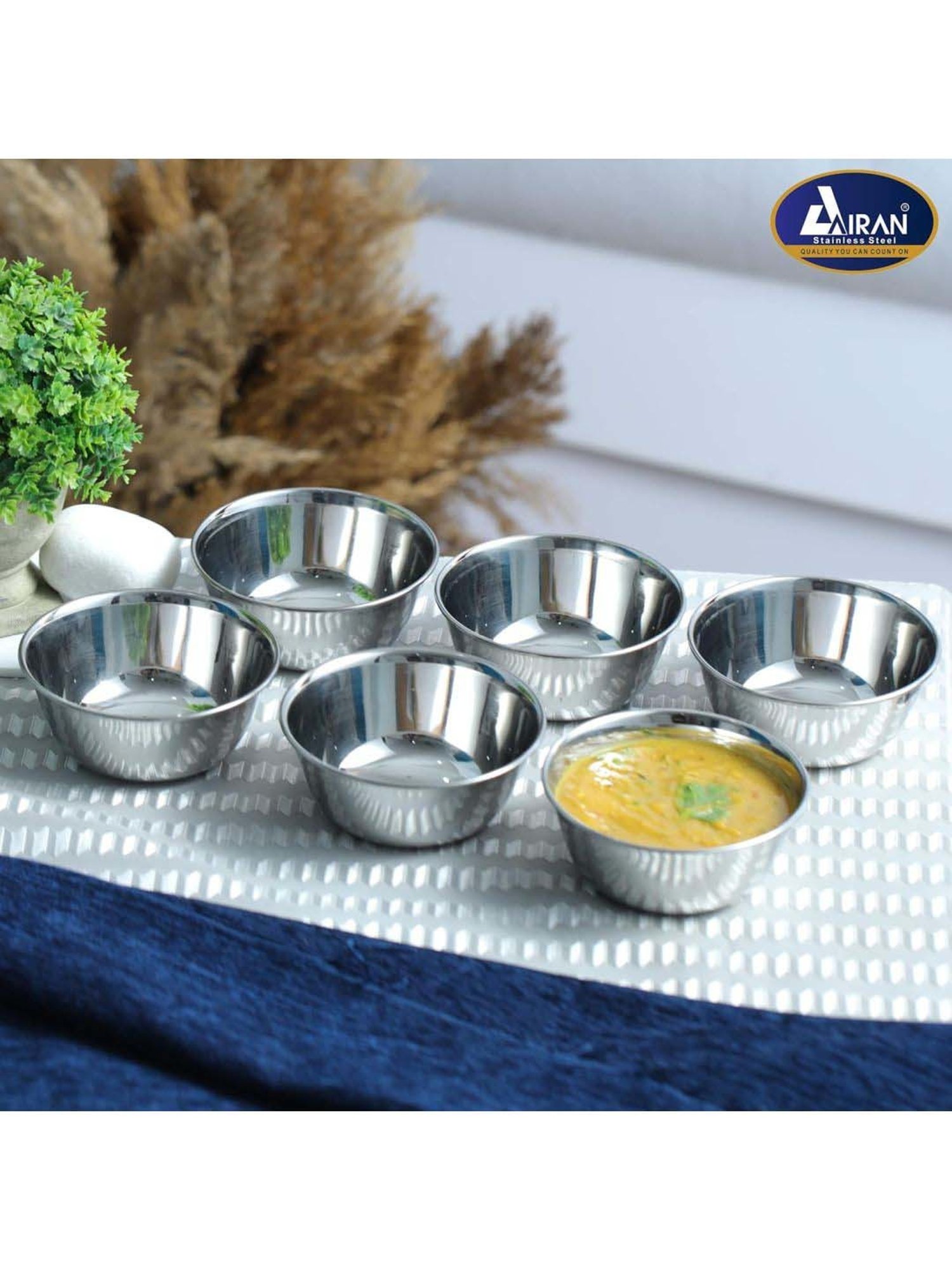 Airan Silver Stainless Steel Bowl - Set of 6
