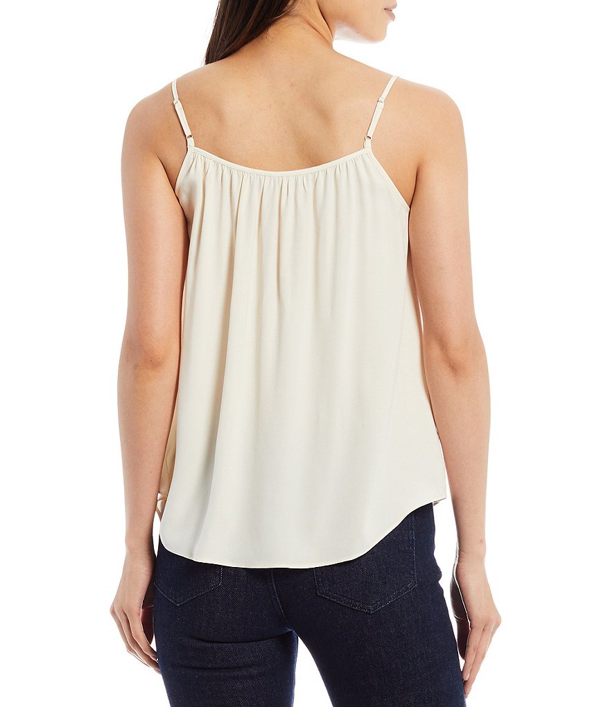 J.McLaughlin Durham Sleeveless Ruffle V-Neck Denim Blouse