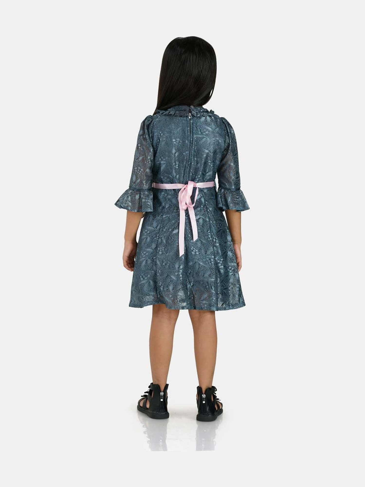 Peppermint Kids Grey Printed Dress