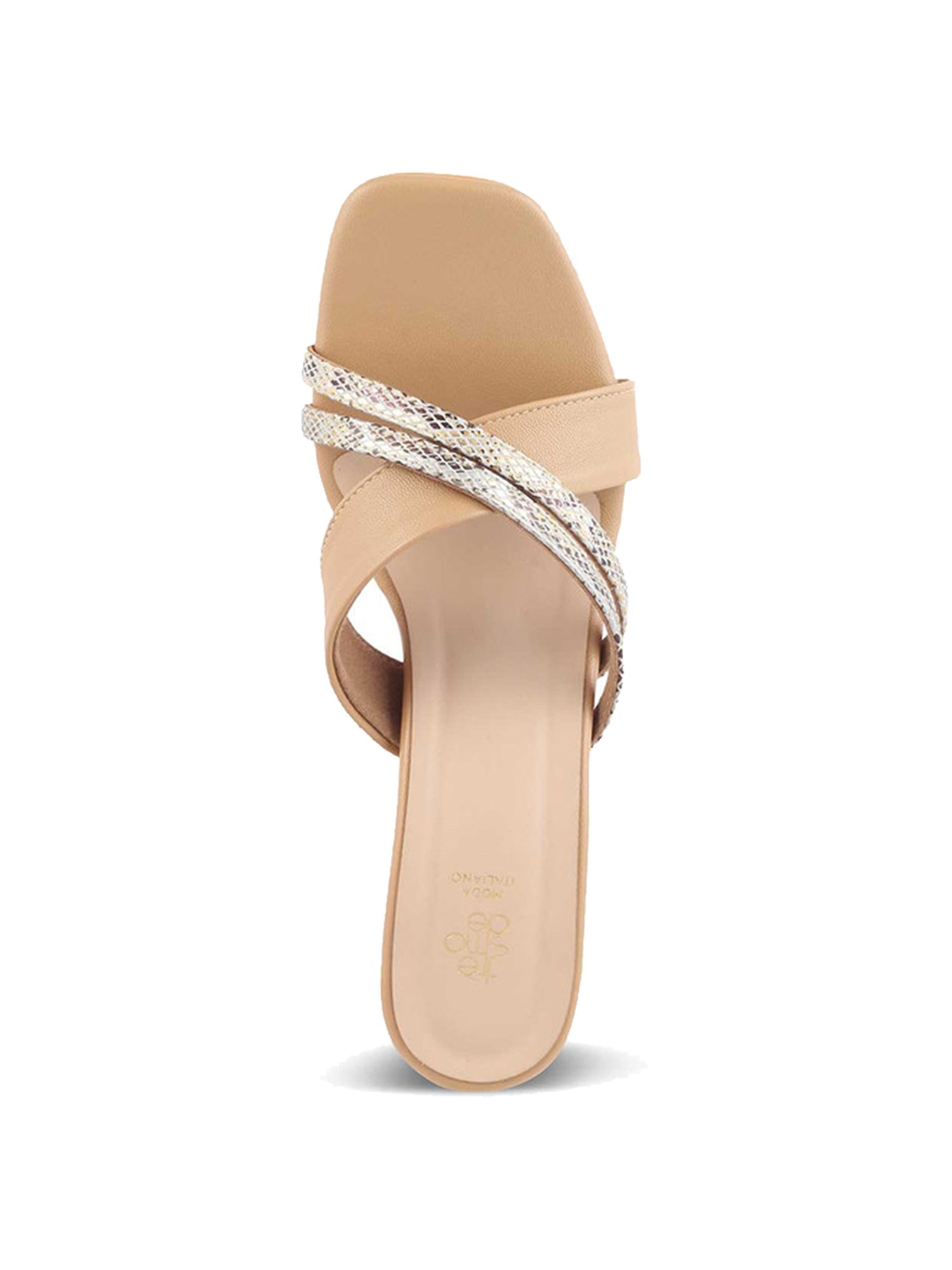Tresmode Women's Beige Cross Strap Sandals