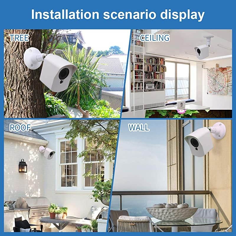 Cam Wall Mount Bracket,Full Protective Weather Proof 360 Degree Adjustable Outdoor Indoor Mount and Cover Case for Cam 1080p HD Camera (White 3 Pack)