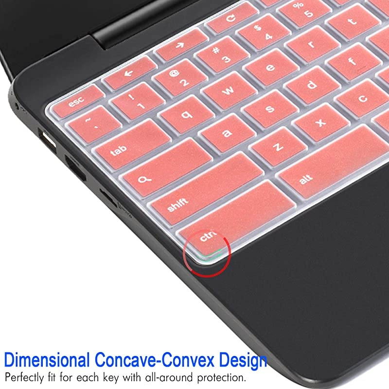 Pack] Samsung chromebook 4 Keyboard Cover Skin for Samsung Chromebook 11.6/15.6 inch Chromebook XE500C1, Chromebook 3 XE500C13,Chromebook Plus V-in-1 XE50QAB 1.(Clear and Pink)