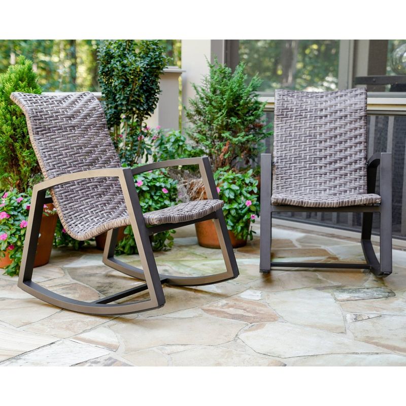 Marion 2pk Wicker Patio Rocker - Brown - Leisure Made