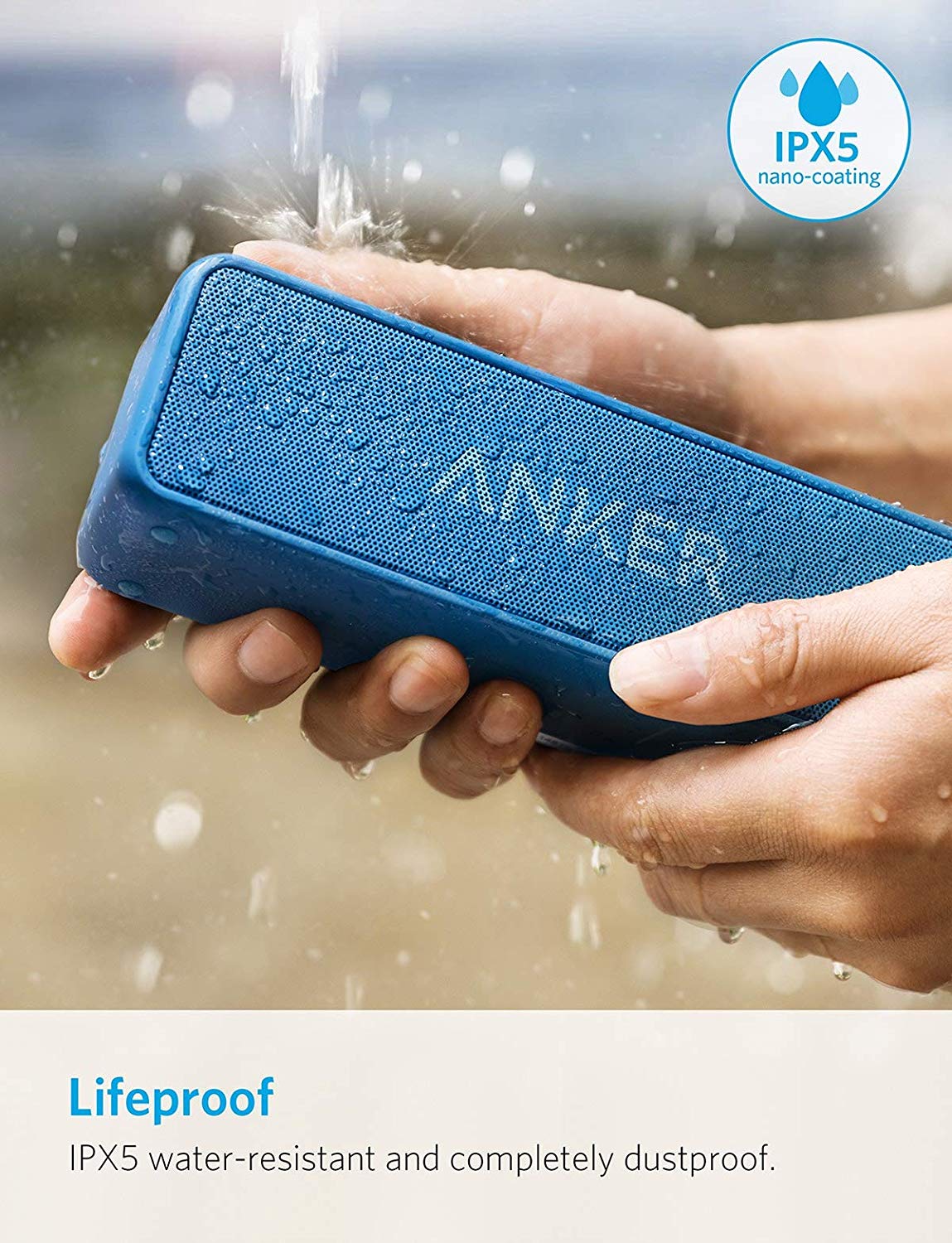 [Upgraded] Anker Soundcore 2 Portable Bluetooth Speaker with 12W Stereo Sound, Bluetooth 5, Bassup, IPX7 Waterproof, 24-Hour Playtime, Wireless Stereo Pairing, Speaker for Home, Outdoors, Travel