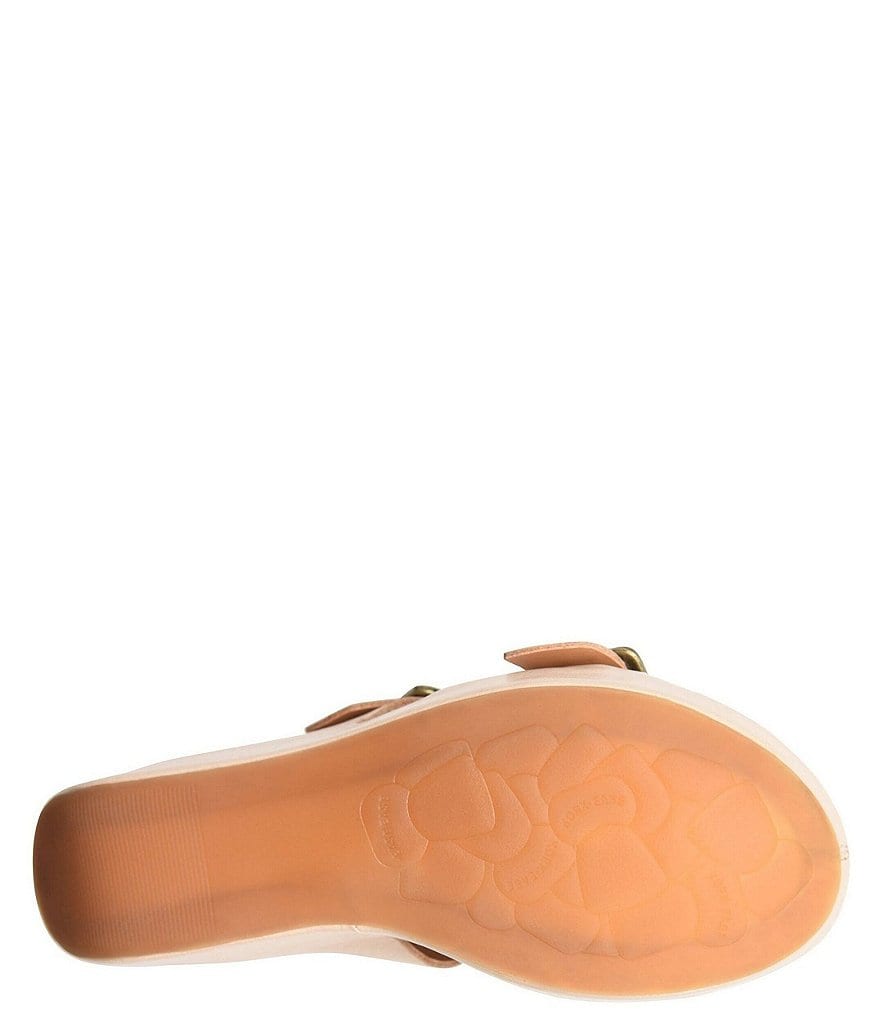 Kork-Ease Grace Leather Buckle Strap Platform Wedge Slide Sandals