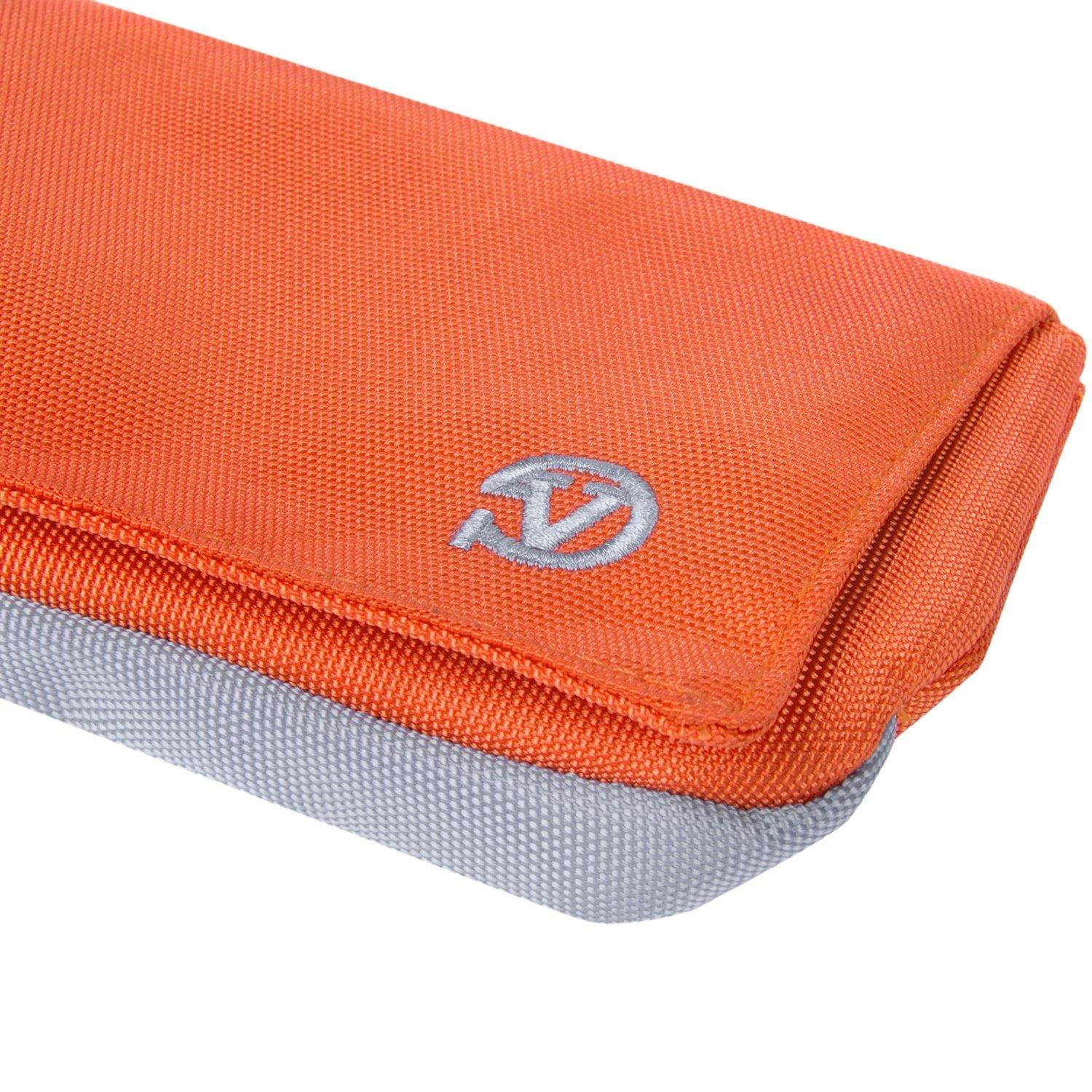 Poly Nylon Horizontal Purse Wallet Case (Orange, Grey) for Nokia 6, Nokia 5, Nokia 3, Microsoft Lumia 650 with Stereo Earphone with Mic
