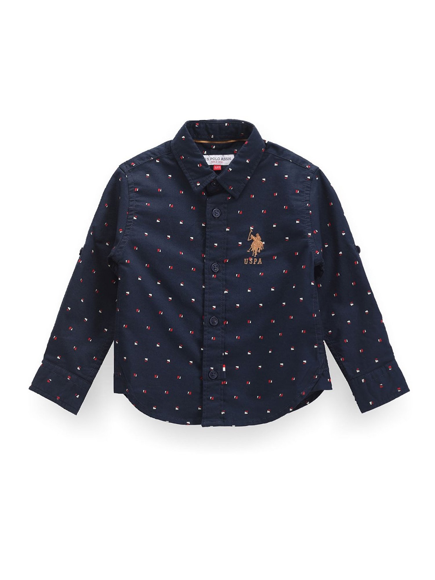 U.S. Polo Assn. Kids Navy Printed Full Sleeves Shirt