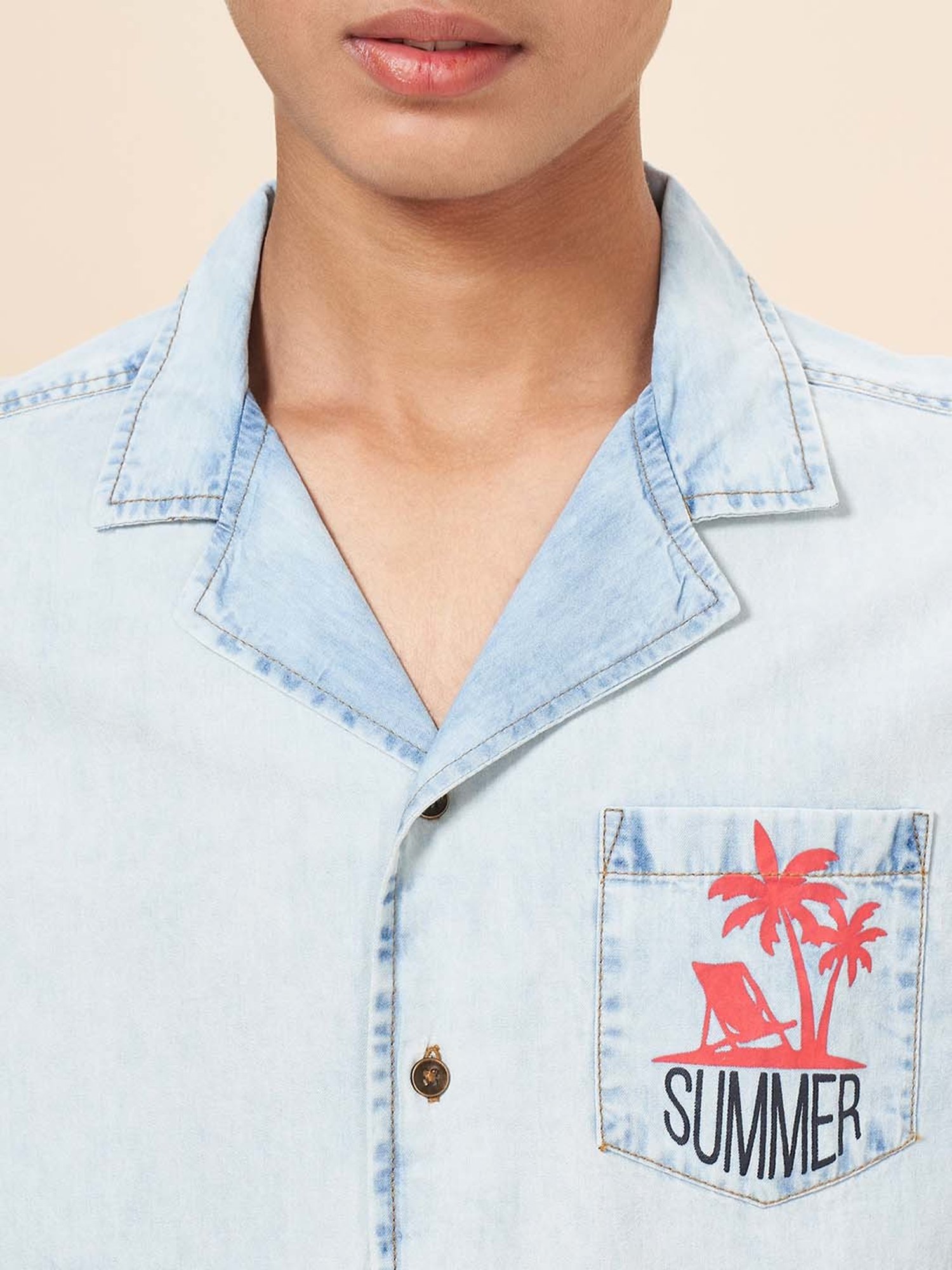 Coolsters by Pantaloons Kids Stone Blue Cotton Printed Shirt