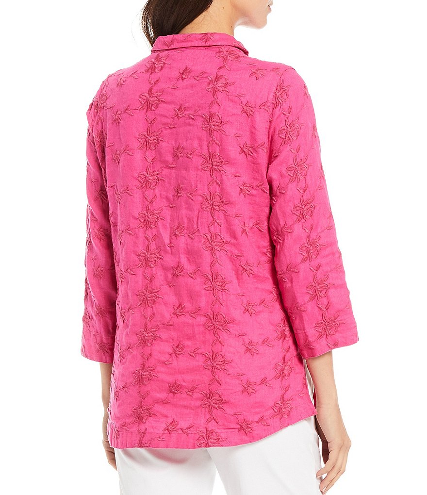 Eva Varro Animal Print Knit Jersey 3/4 Slit Sleeve Tunic