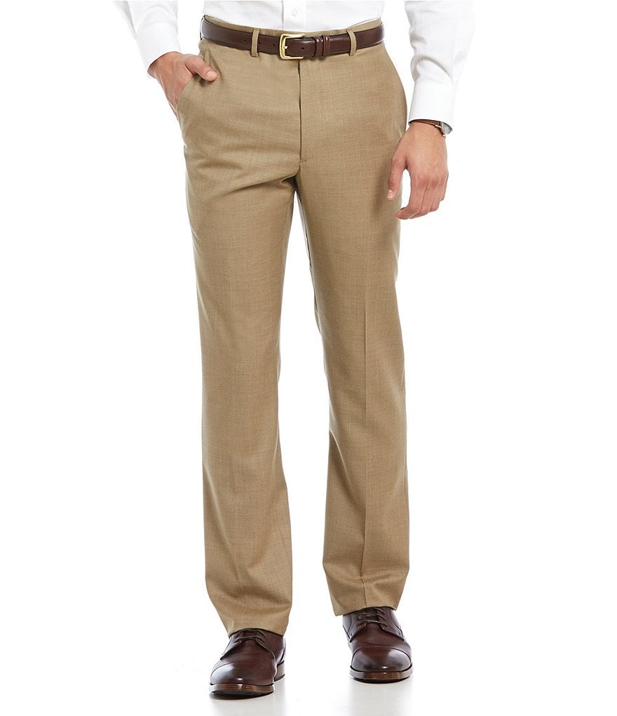 Santorelli Luxury Modern-Fit Flat Front Wool Dress Pants