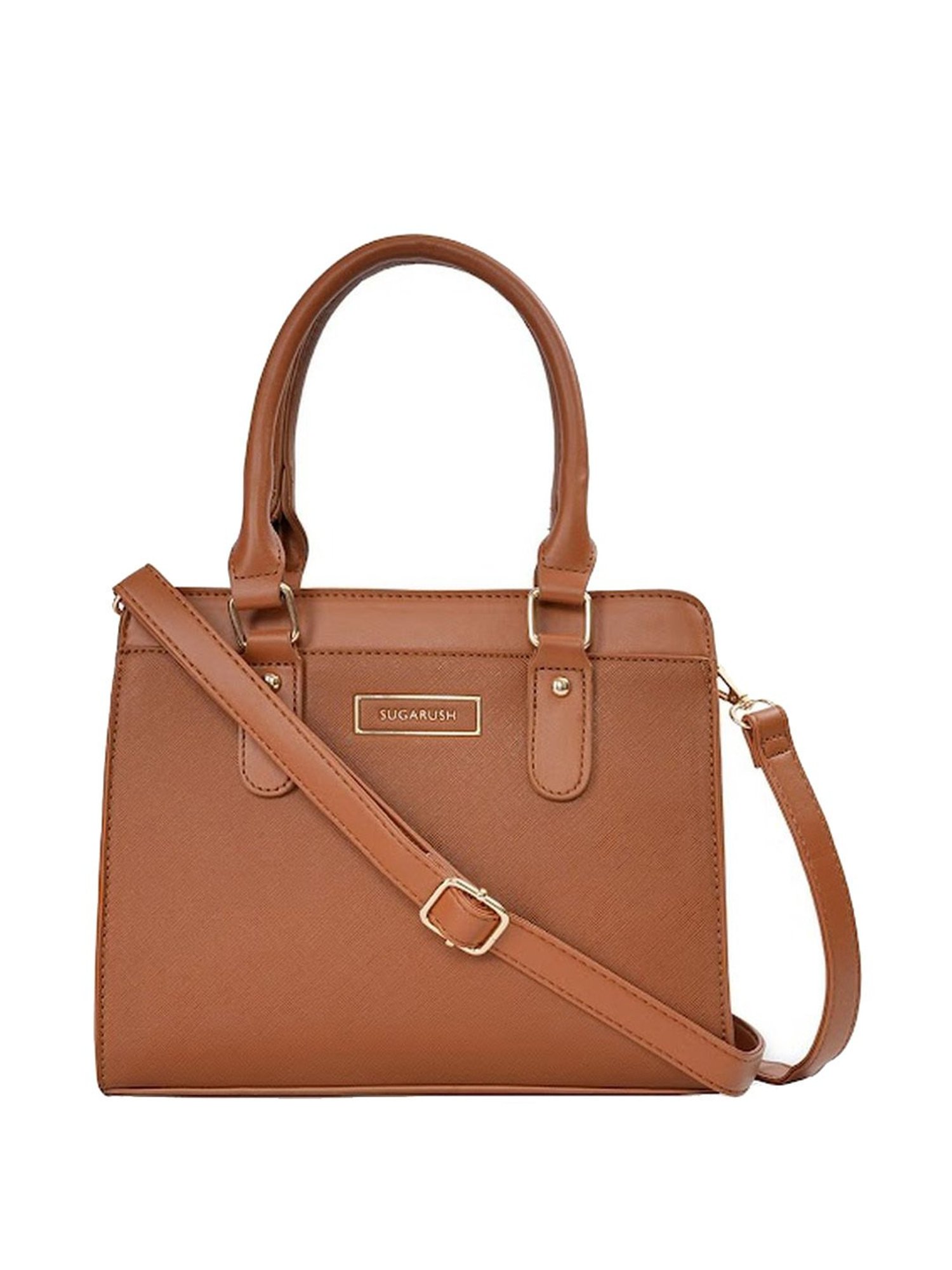 Sugarush Elijaha Tan PU Solid Handbag