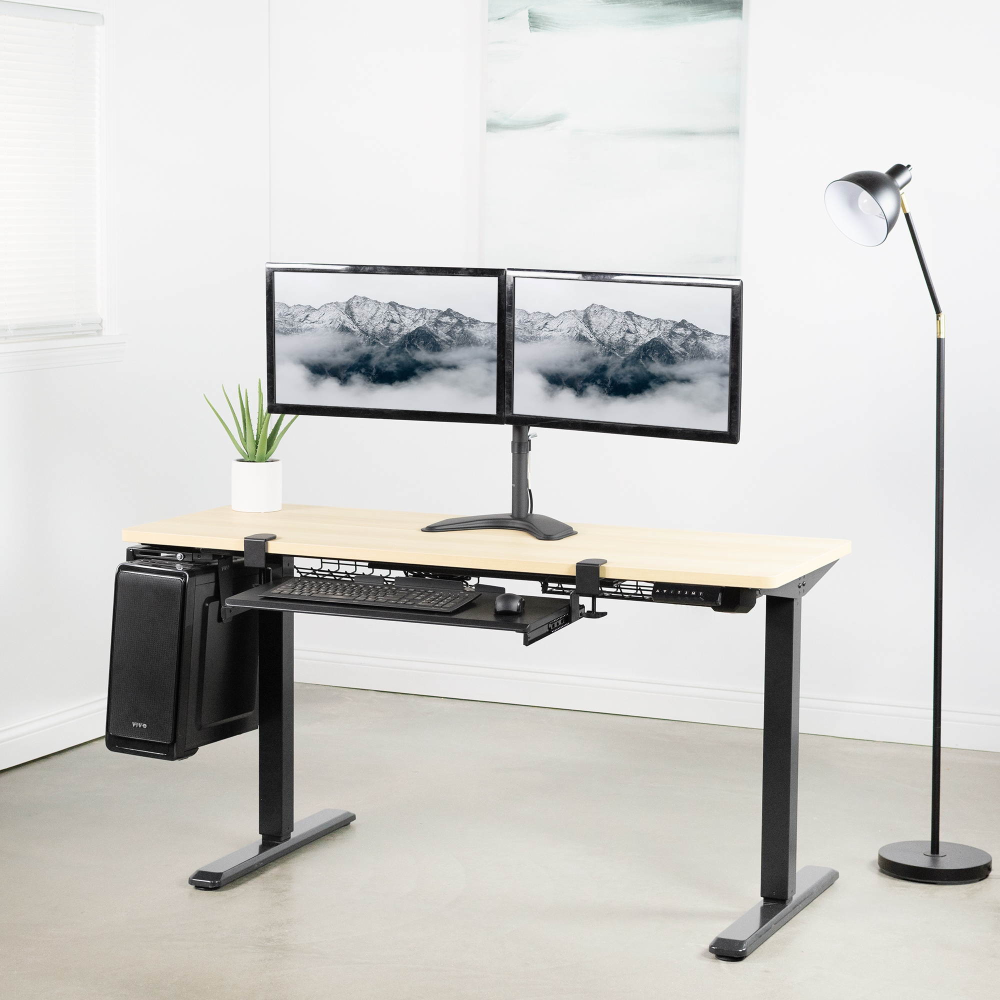VIVO Full Motion Dual Monitor Free-Standing Desk Stand VESA Mount Double Joints | Holds 13" to 32" Screens (STAND-V102K)