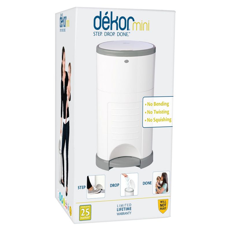Dekor Mini Hands Free Diaper Pail - White