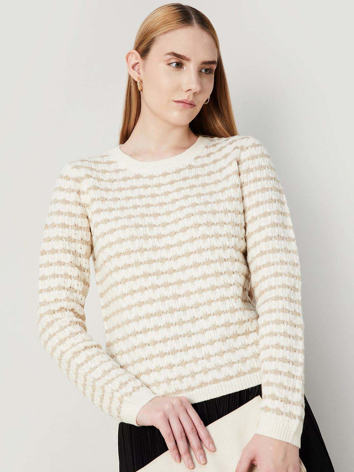 Code by Lifestyle Off-White Self Pattern Top