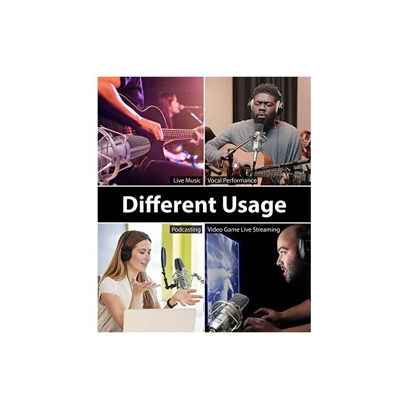 Cardioid Condenser Microphone XLR Noise Deduction 360 Degree UniDirectional Voice Recording with Mount amp Windscreen for PC Gaming Broadcasting Podcasting Studio YouTube amp Tiktok Video