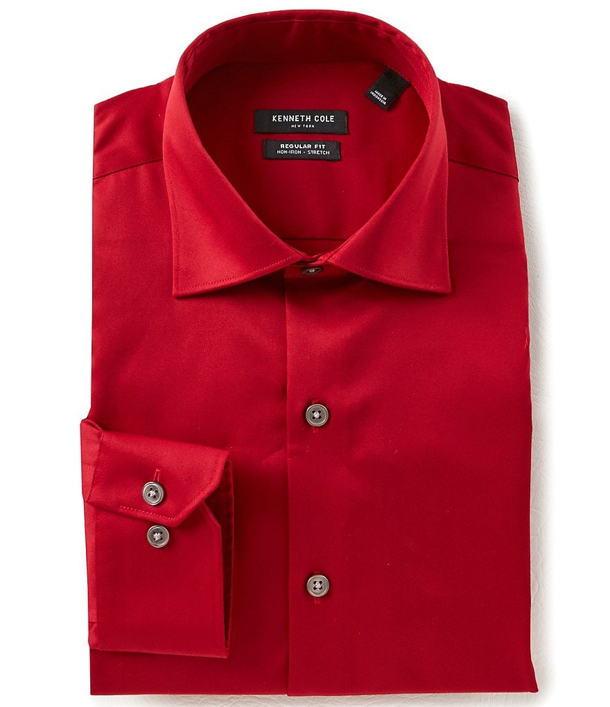 Kenneth Cole New York Non-Iron Regular Fit Spread Collar Solid Dress Shirt