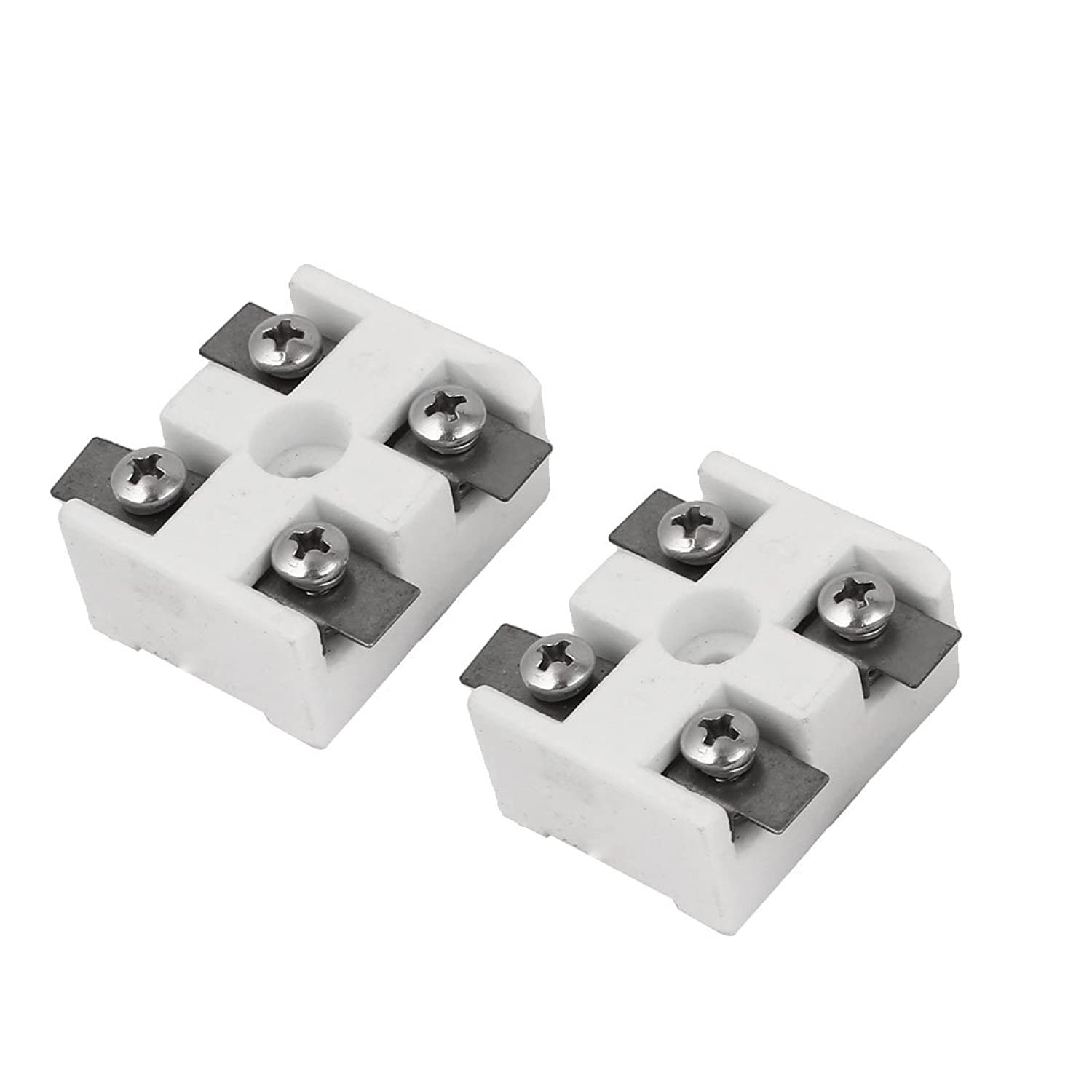 uxcell Ceramics Terminal Blocks High Temp Porcelain Ceramic Connectors 2 Way for Electrical Wire Cable 30A 2 Pcs