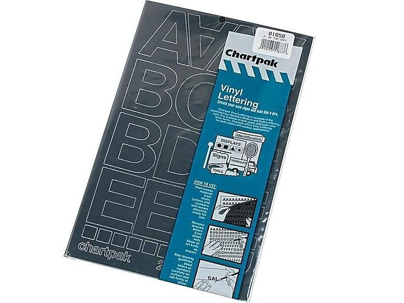 Chartpak Press-On Vinyl Letters & Numbers Self Adhesive Black 2"h 77/Pack 01050