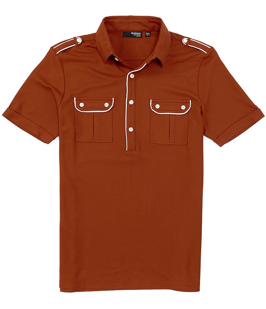 Murano Liquid Luxury Slim-Fit Piped Short-Sleeve Polo Shirt