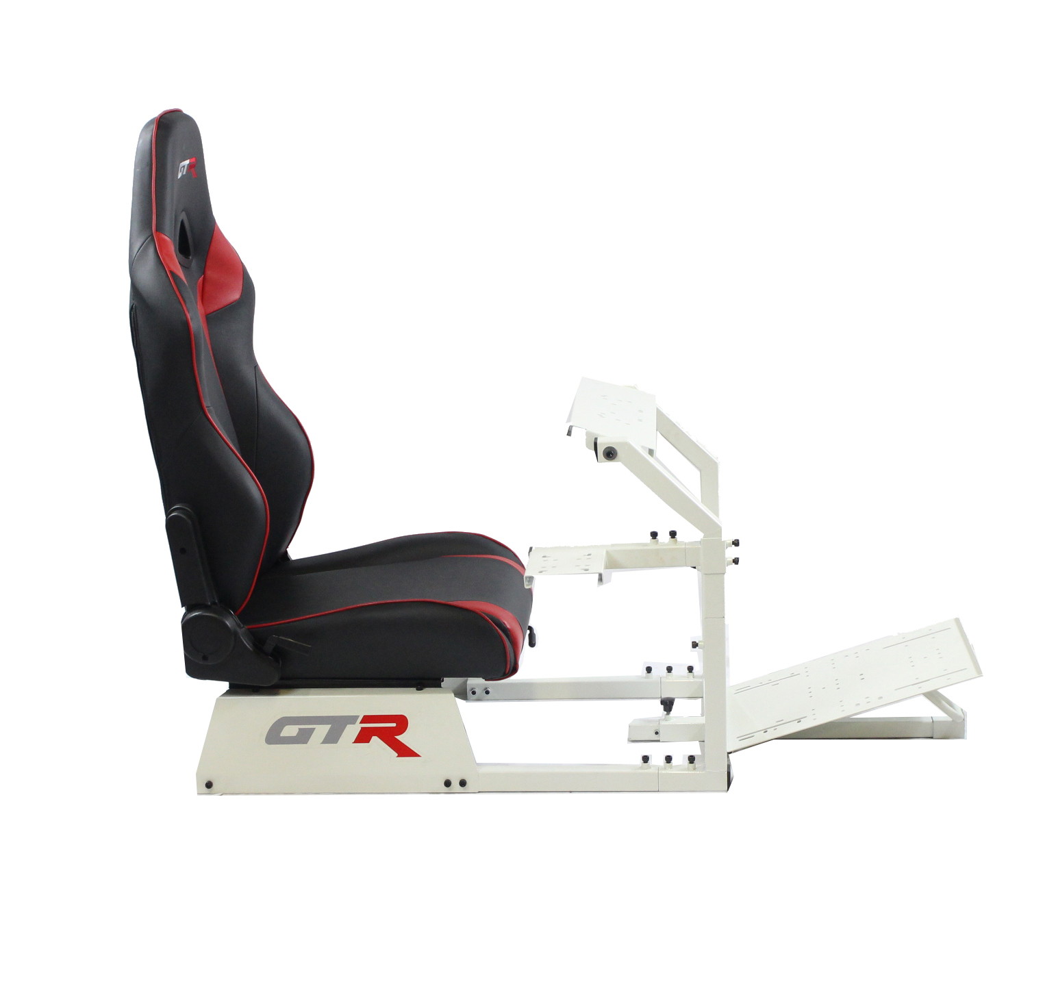 GTR Simulator GTA-WHT-S105LBK GTA Model Racing Simulator White Frame with Black Real Racing Seat, Driving Simulator Cockpit Gaming Chair with Gear Shifter Mount