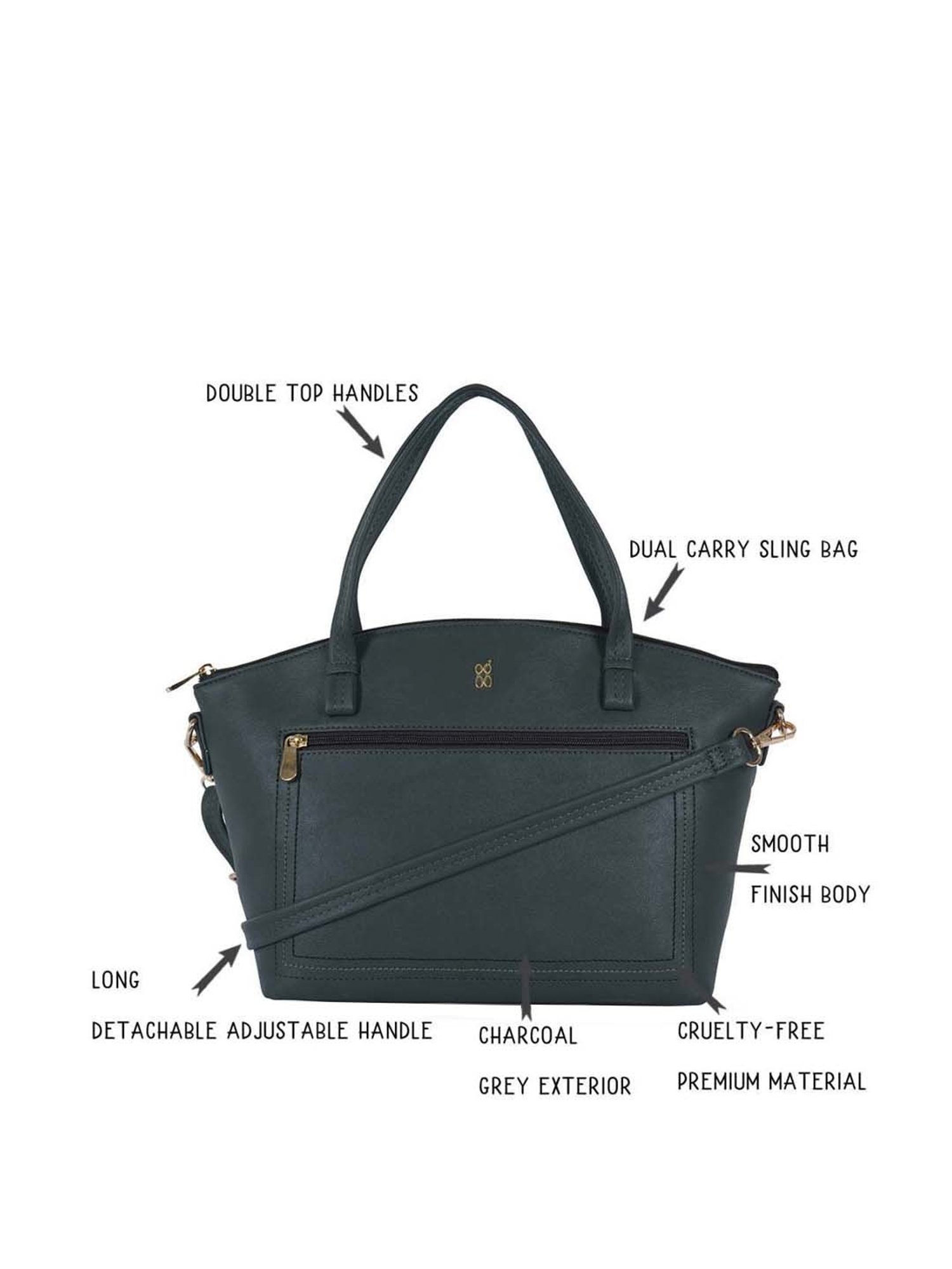 Baggit Blue Solid Medium Handbag