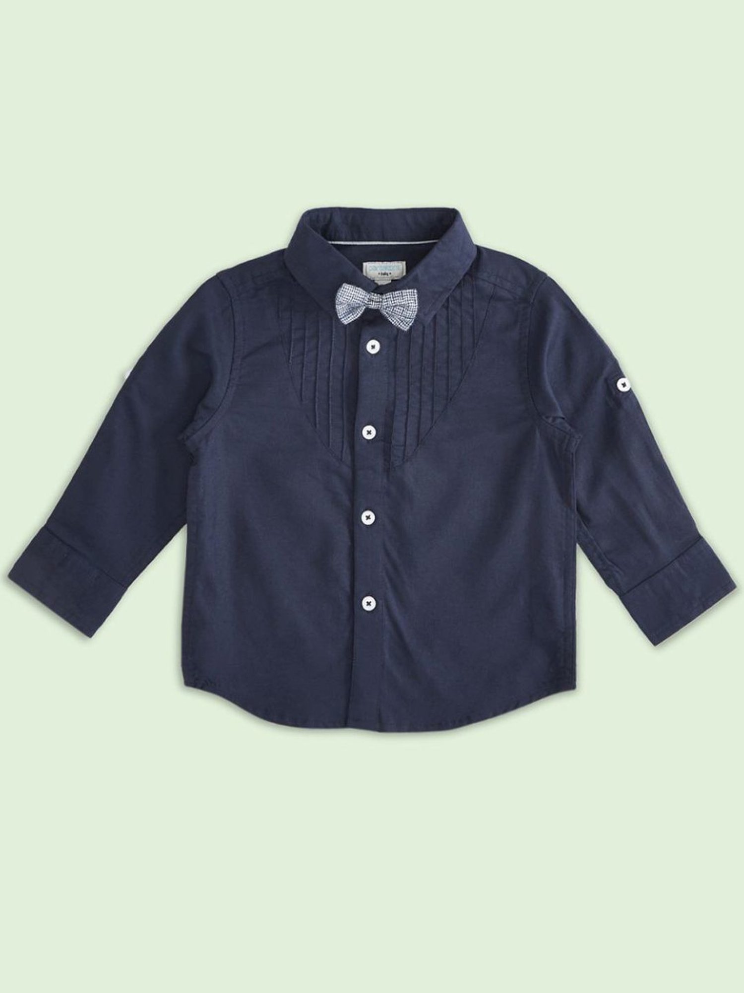 Pantaloons Baby Navy Cotton Regular Fit Full Sleeves Shirt