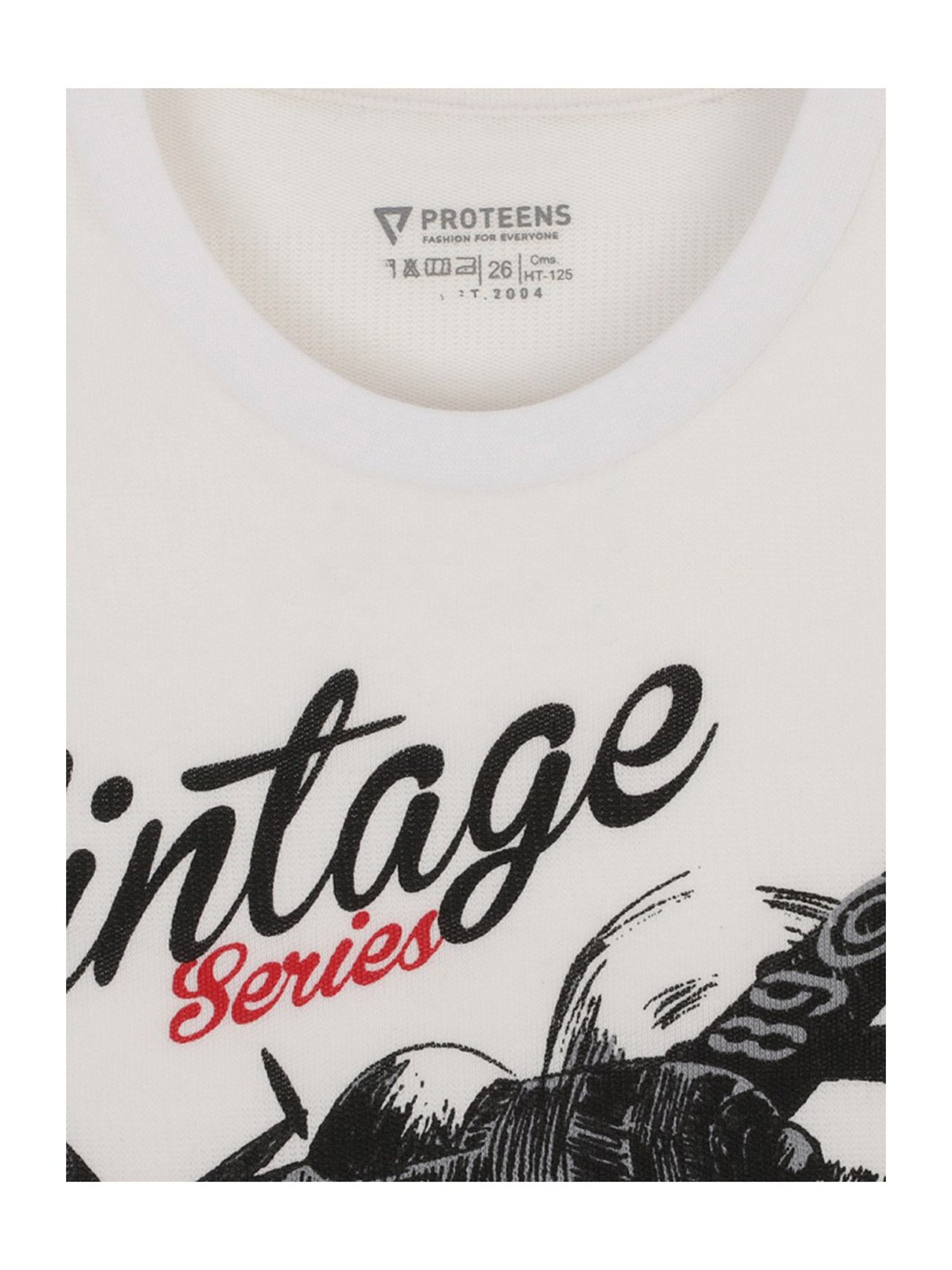 Proteens Kids White Cotton Printed T-Shirt