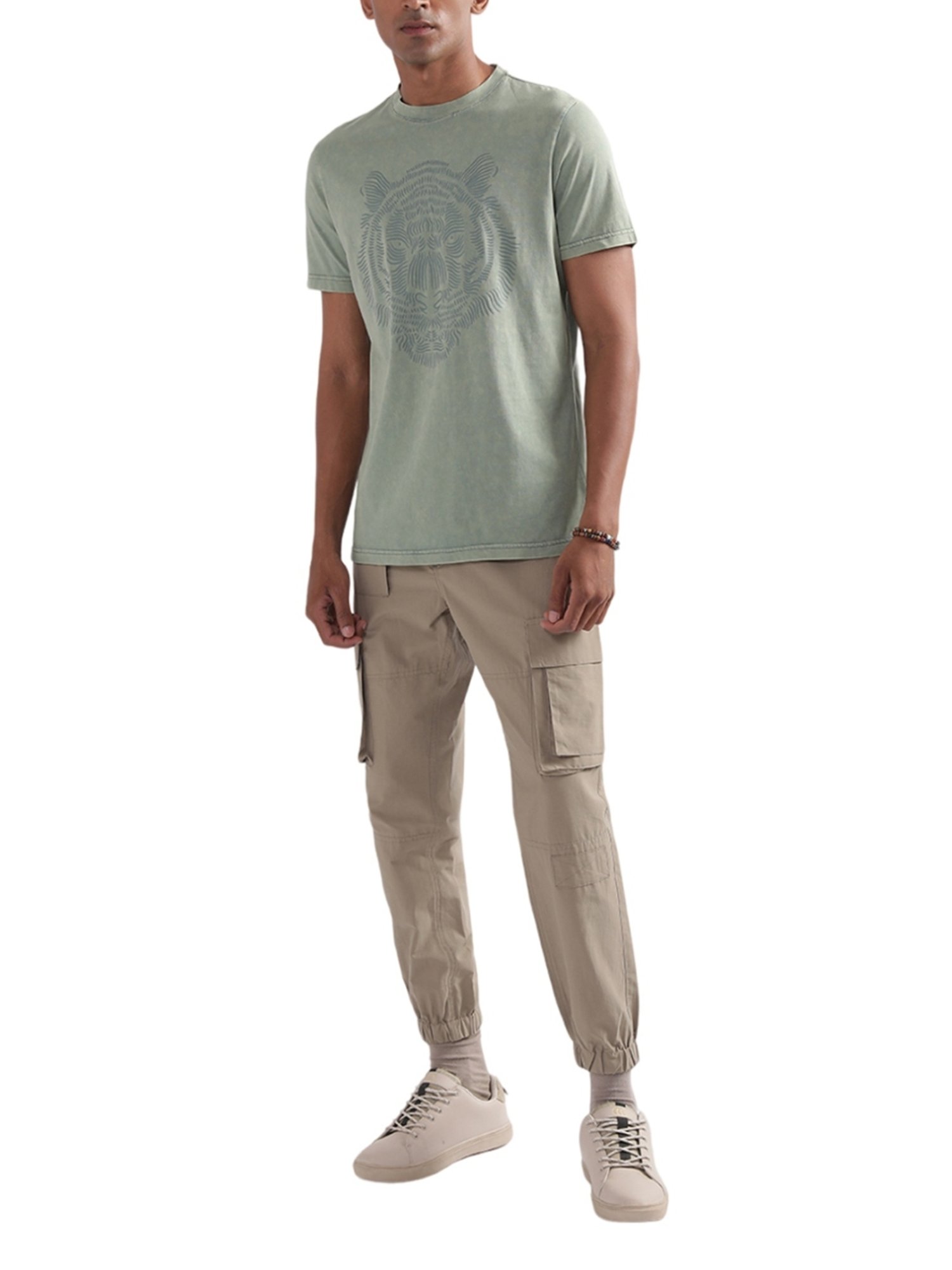 Antony Morato Olive Cotton Regular Fit Printed T-Shirt
