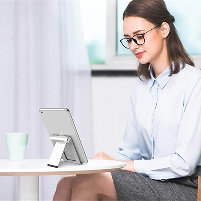 Phone Stand for Desk  Phone Dock Portable Cell Phone Holder Adjustable Cell Phone Stand Aluminum Stand Cradle Compatible for Phone 12 11 Xs Max XR X 8 7 6 Plus All Smartphones Silver