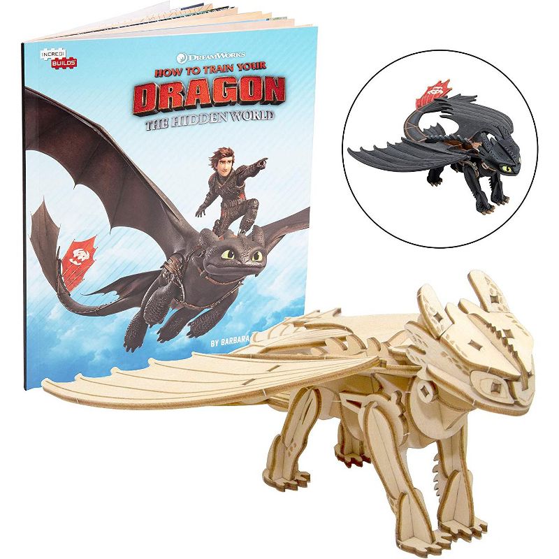 Incredibuilds Dreamworks How to Train Your Dragon Toothless Book & Wood Model Figure Kit