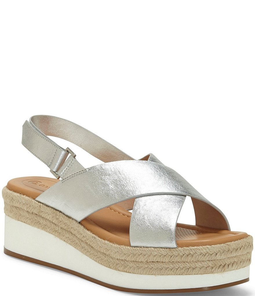 CC Corso Como Penelopy Metallic Leather Flatform Espadrilles