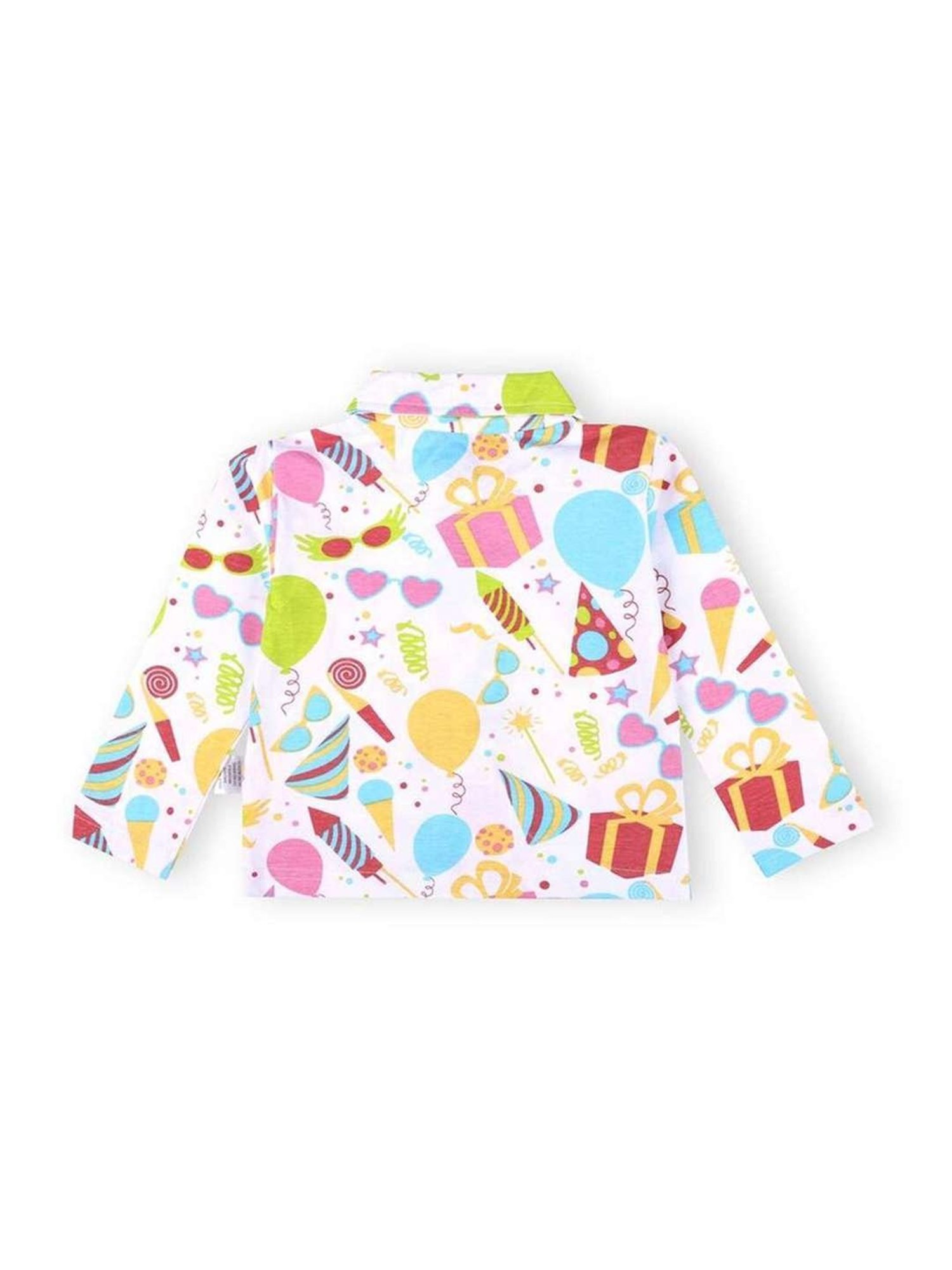 The Mom Store Boys Multicolor Cotton Printed Full Sleeves Shirt Set