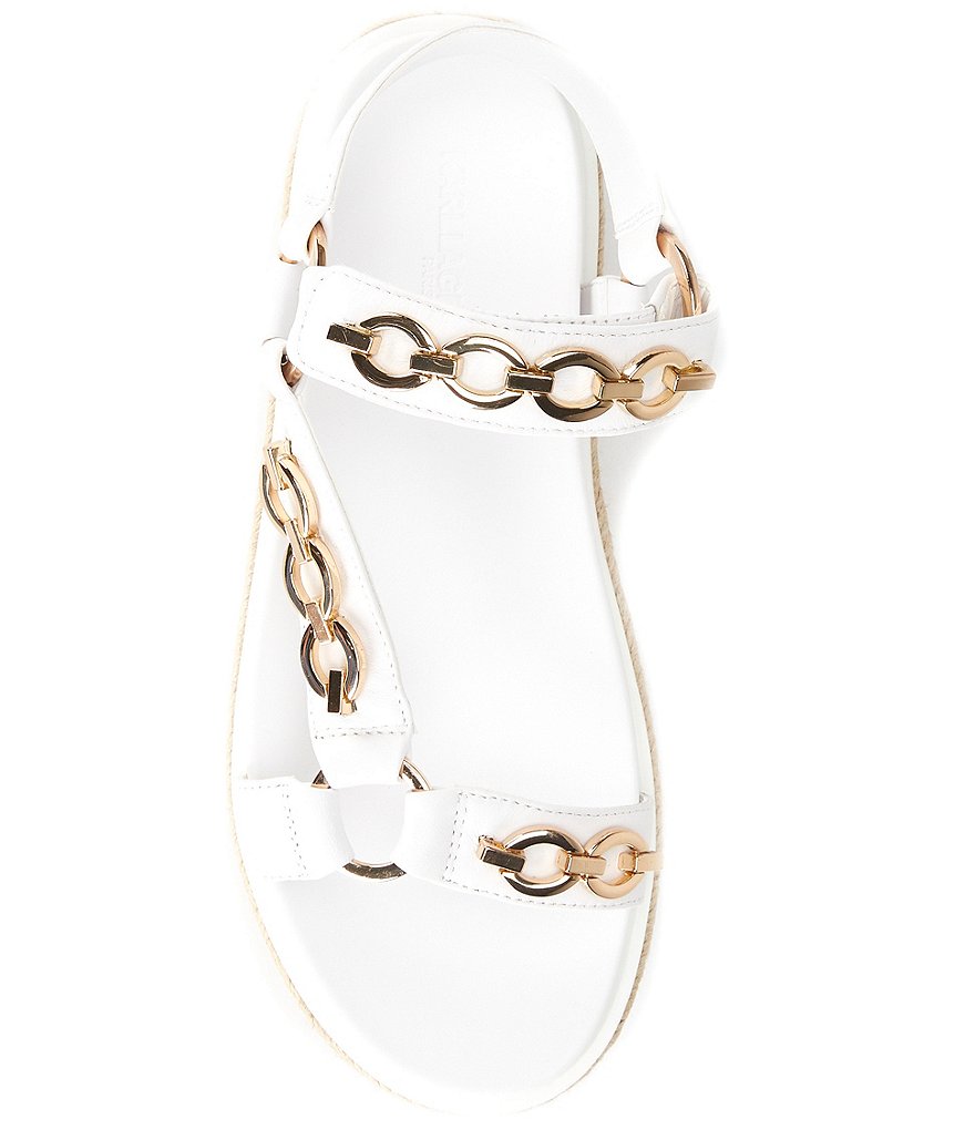 KARL LAGERFELD PARIS Palma Chain Detail Leather Platform Espadrille Sandals