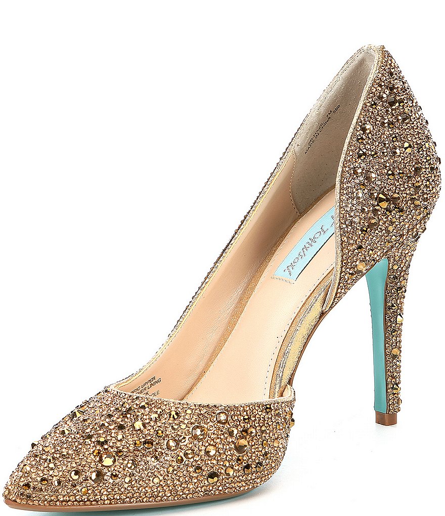 Blue by Betsey Johnson Hazil Jeweled d'Orsay Pointed Toe Stiletto Pumps