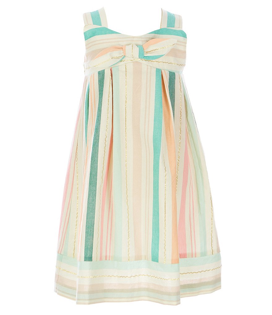 Bonnie Jean Little Girls 2T-6X Tie-Front Lurex Stripe Empire-Waist Dress