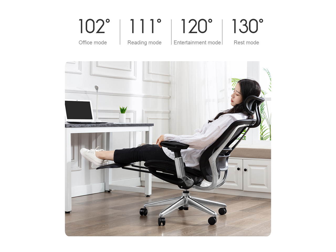 Ergonomic office recliner-high back table and chair racing style with lumbar support-height adjustable seat, headrest-breathable mesh back