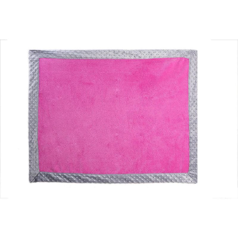 Bacati - Solid Fuchsia with Solid Border Blanket (Fuchisa/Grey Border)