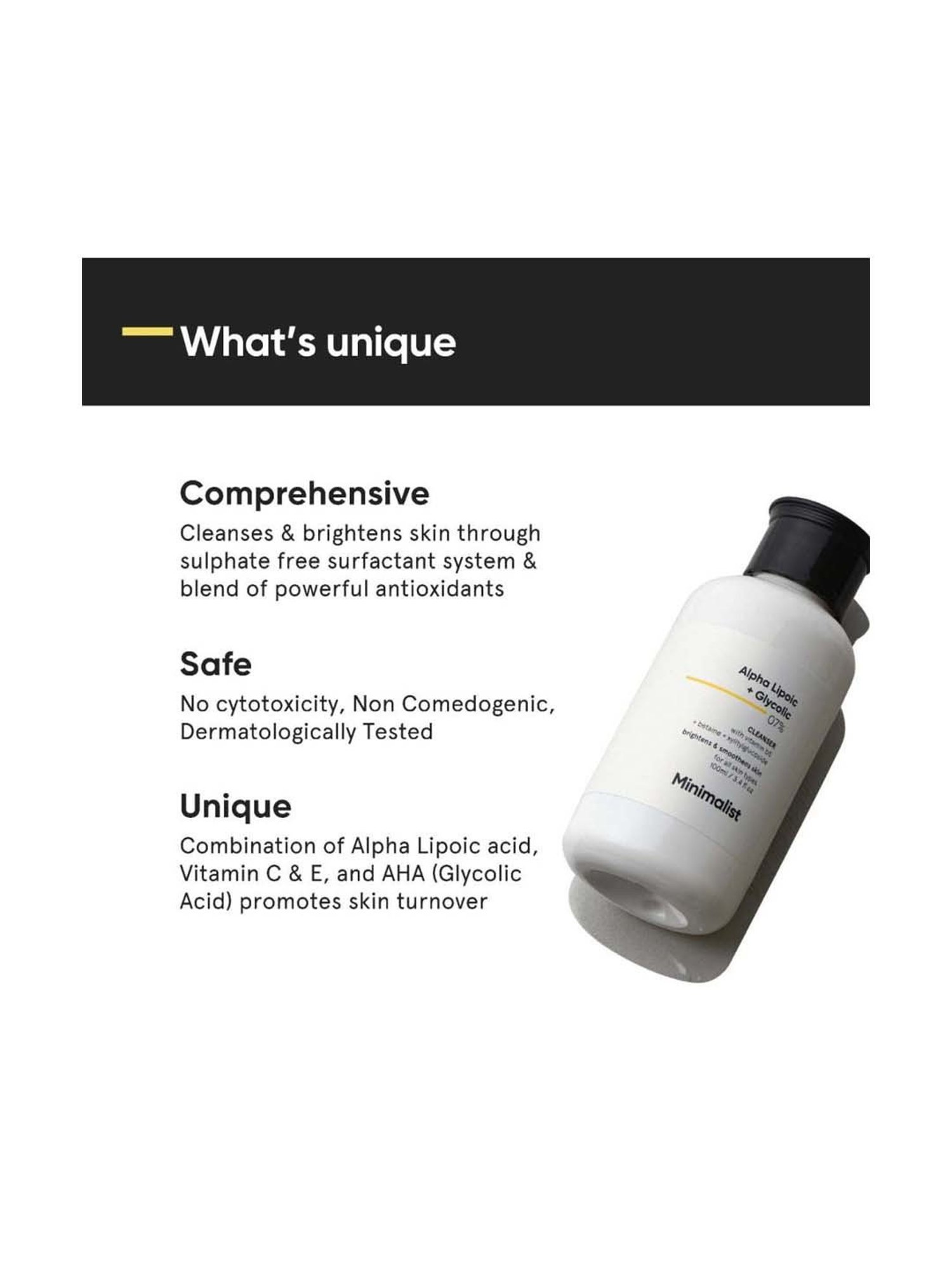 Minimalist Alpha Lipoic + Glycolic 07% Cleanser - 100 ml