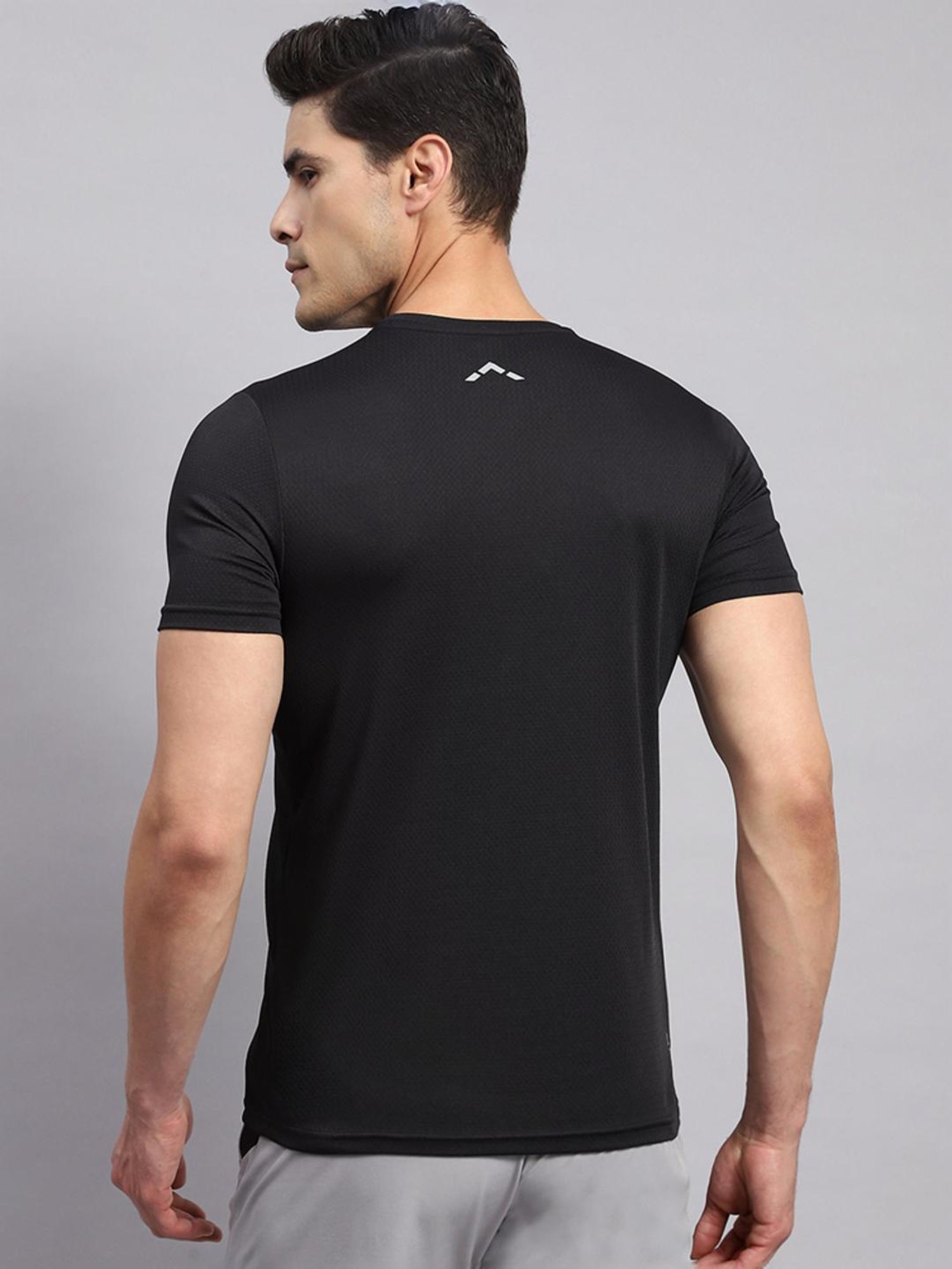 Rock.it Black Regular Fit Self Pattern T-Shirt