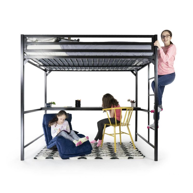 Twin Max Metal Loft Bed with Desk Silver - Room & Joy