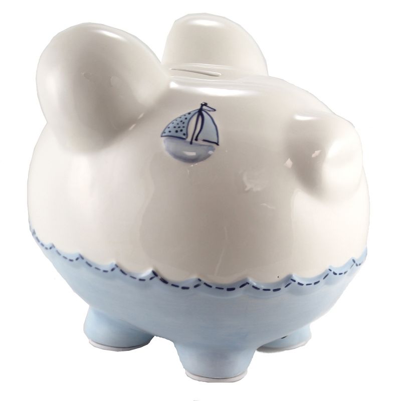 Bank 7.75" Triple Sailboat Piggy Bank Ocean Water Waves  -  Decorative Banks
