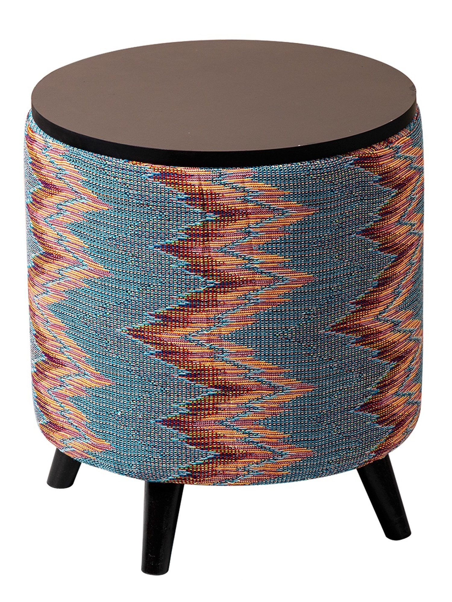 Chumbak French Sahara Solid Mustard Yellow Wood Ottoman