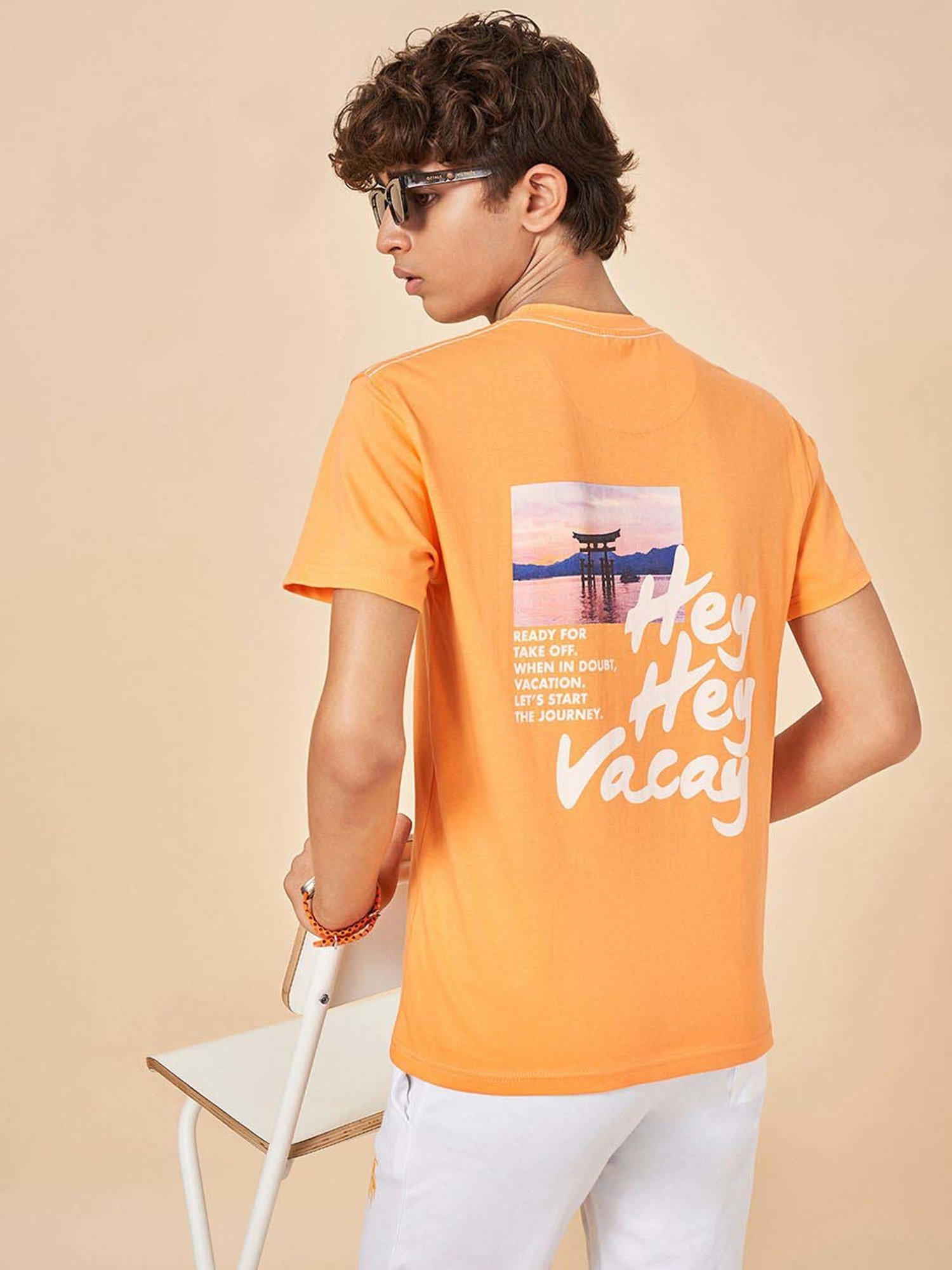 Coolsters by Pantaloons Kids Mock Orange Cotton Graphic T-Shirts