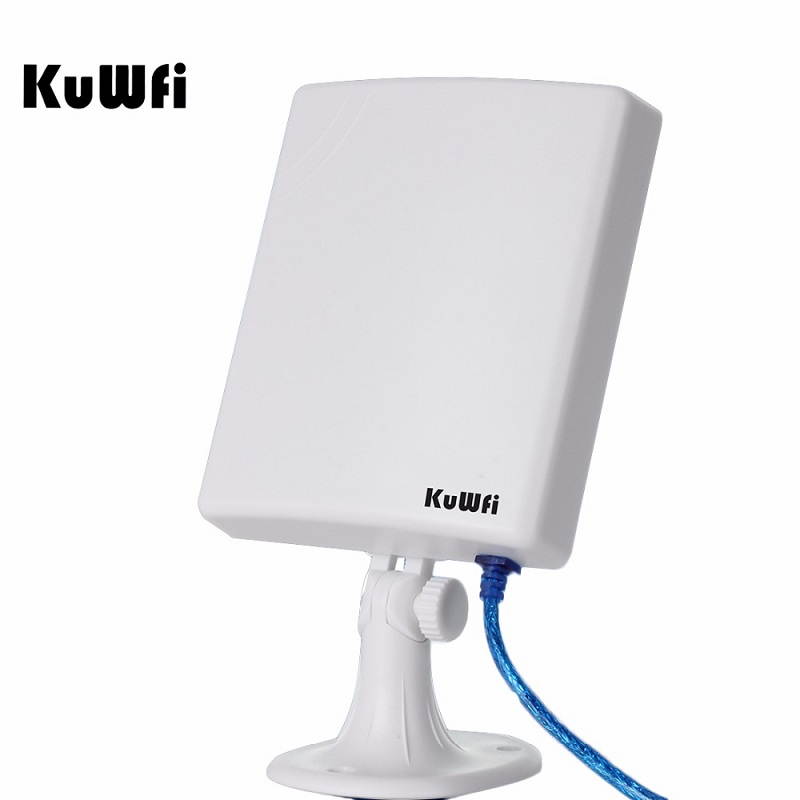 KuWFi Long Range Outdoor WiFi Netwok Adapter, High Gain 14dBi Antenna 5M Cable Wireless USB Adapter stable signal from outdoor
