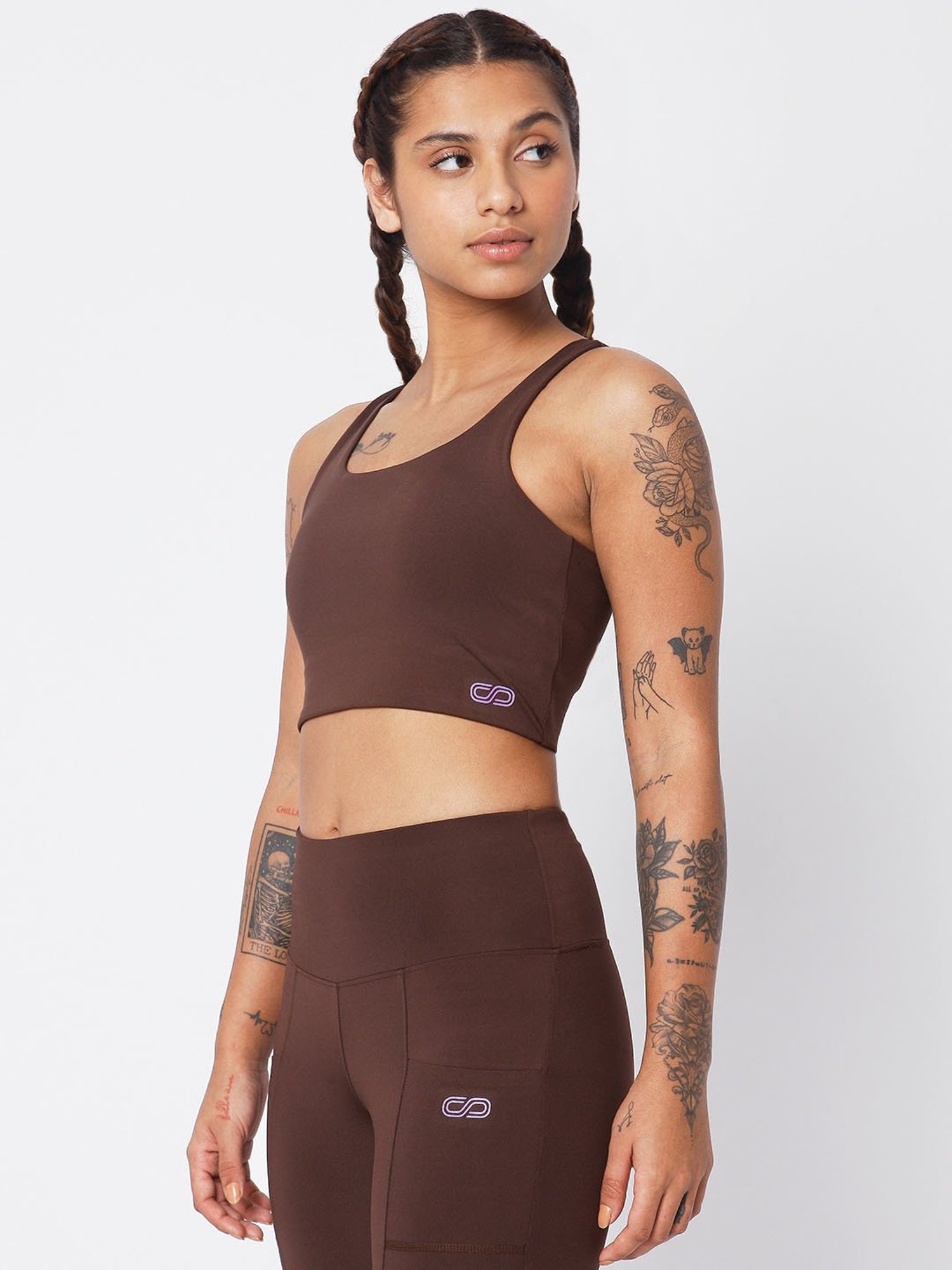 SILVERTRAQ Brown Full Coverage Sports Bra